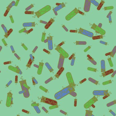 Kimya test tüpleri parlak arka plan üzerinde. Seamless modeli.