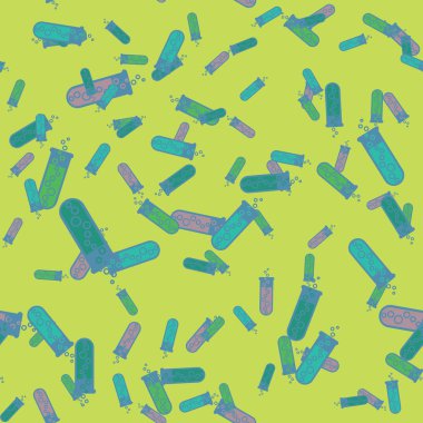 Kimya test tüpleri parlak arka plan üzerinde. Seamless modeli.