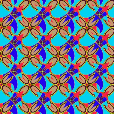 Çiçekler, vektör çizim ile çok renkli geometrik seamless modeli 