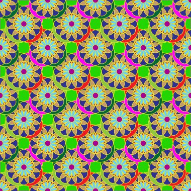 Geometrik fractal mandala Dikişsiz desen arka plan veya tasarım çalışması.