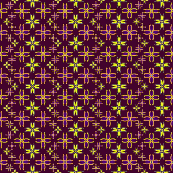 Geometriai Többszínű Varrat Nélküli Mintát Virágokkal Vektoros Illusztráció — Stock Vector