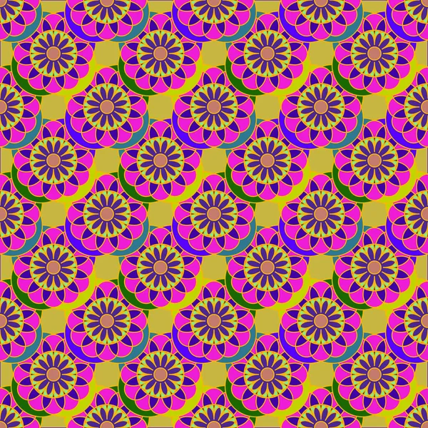 Geometric Fractal Mandala Seamless Pattern Background Design Work — Stock Vector