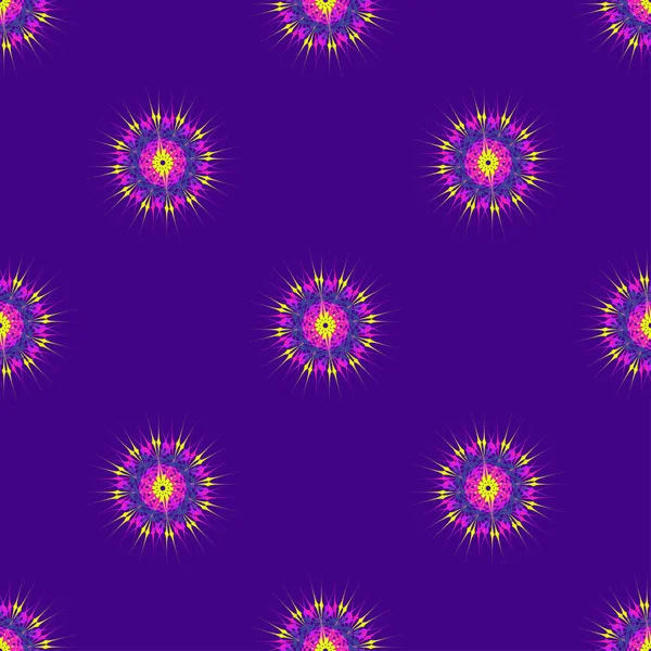 Pola Mulus Abstrak Dengan Mandala Fraktal Multiberkas Terang - Stok Vektor
