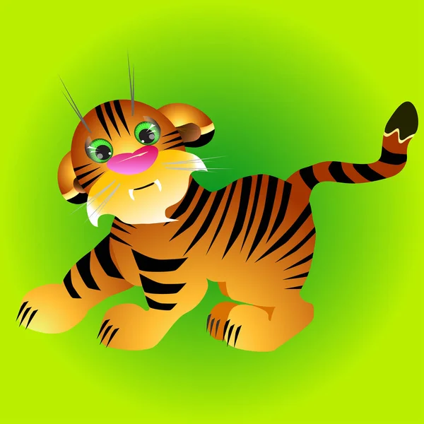 Cute Tiger Cartoon Character Vector Illustration — Stock Vector