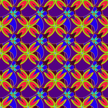 Çiçekler, vektör çizim ile çok renkli geometrik seamless modeli 