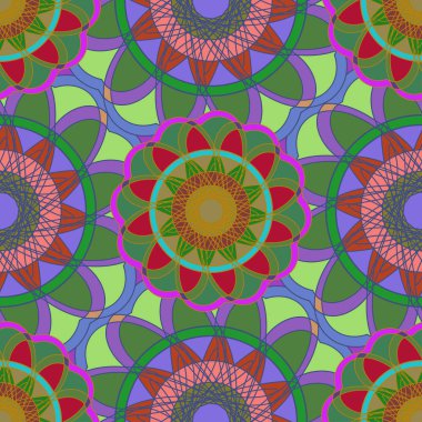 Geometrik fractal mandala Dikişsiz desen arka plan veya tasarım çalışması.