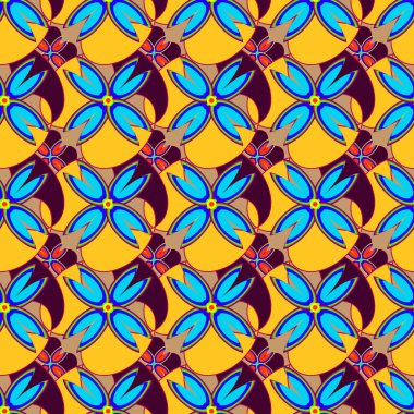 Çiçekler, vektör çizim ile çok renkli geometrik seamless modeli 