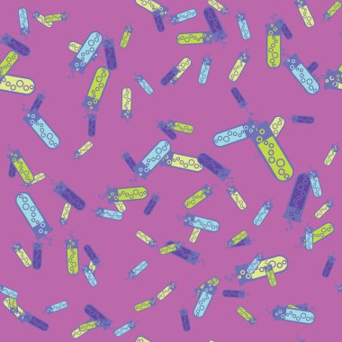 Kimya test tüpleri parlak arka plan üzerinde. Seamless modeli.