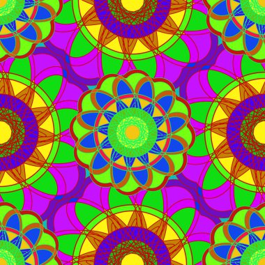 Geometrik fractal mandala Dikişsiz desen arka plan veya tasarım çalışması.