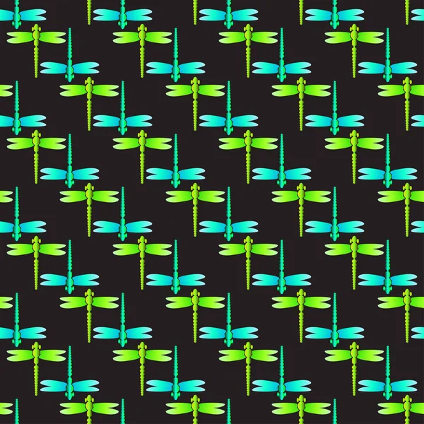 Decoratieve Gekleurde Naadloze Patroon Met Schattige Libellen — Stockvector