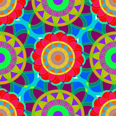 Geometrik fractal mandala Dikişsiz desen arka plan veya tasarım çalışması.