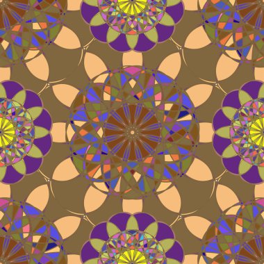 Geometrik fractal mandala Dikişsiz desen arka plan veya tasarım çalışması.