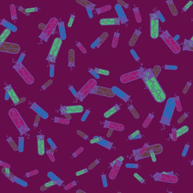 Kimya test tüpleri parlak arka plan üzerinde. Seamless modeli.