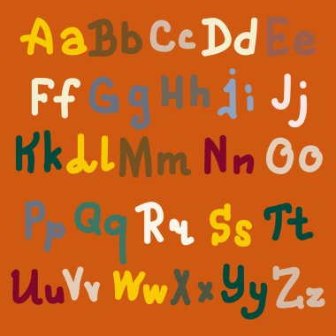 Elle çizilmiş alfabe. Boyalı harfleri fırça. El yazı ve özel tipografi tasarımları logo ve afiş, davetiye ve kartları için