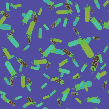 Kimya test tüpleri parlak arka plan üzerinde. Seamless modeli.