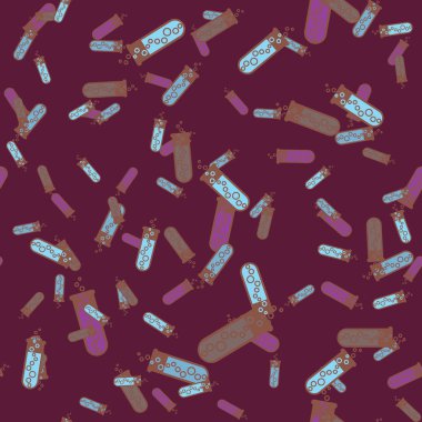 Kimya test tüpleri parlak arka plan üzerinde. Seamless modeli.