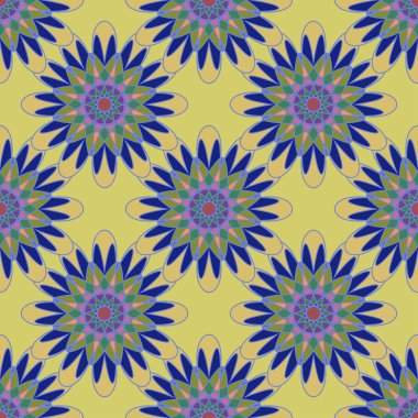 Geometrik fractal mandala Dikişsiz desen arka plan veya tasarım çalışması.