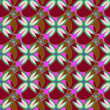 Çiçekler, vektör çizim ile çok renkli geometrik seamless modeli 