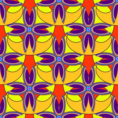 Çiçekler, vektör çizim ile çok renkli geometrik seamless modeli 