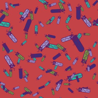 Kimya test tüpleri parlak arka plan üzerinde. Seamless modeli.