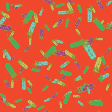 Kimya test tüpleri parlak arka plan üzerinde. Seamless modeli.