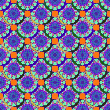 Geometrik fractal mandala Dikişsiz desen arka plan veya tasarım çalışması.