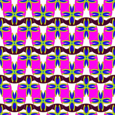 Çiçekler, vektör çizim ile çok renkli geometrik seamless modeli 