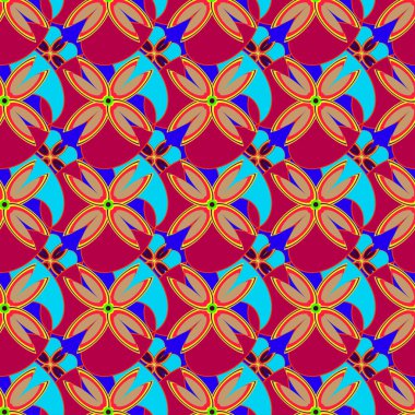 Çiçekler, vektör çizim ile çok renkli geometrik seamless modeli 