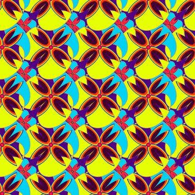 Çiçekler, vektör çizim ile çok renkli geometrik seamless modeli 