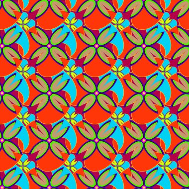 Çiçekler, vektör çizim ile çok renkli geometrik seamless modeli 