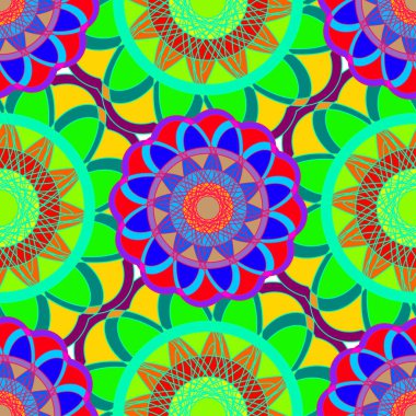 Geometrik fractal mandala Dikişsiz desen arka plan veya tasarım çalışması.