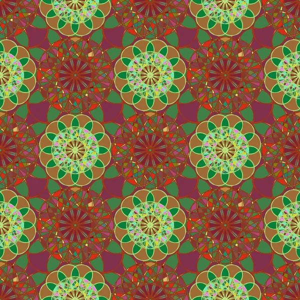 Patrón Geométrico Sin Costura Mandala Fractal Para Trabajo Fondo Diseño — Vector de stock