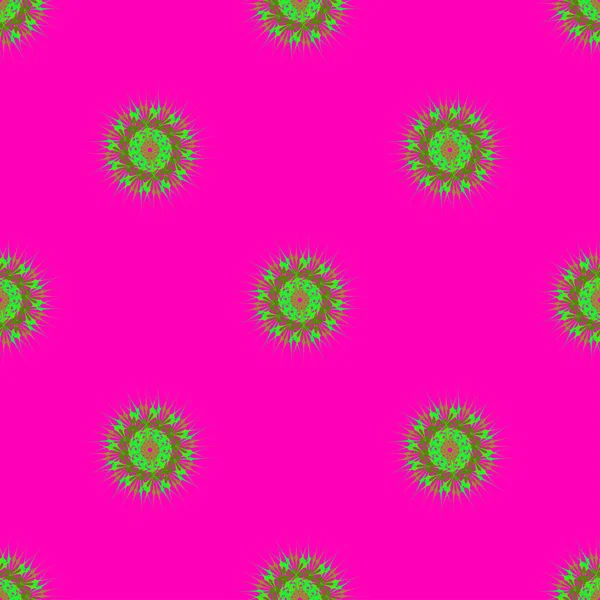 Abstract Seamless Pattern Bright Multibeam Fractal Mandala — Stock Vector