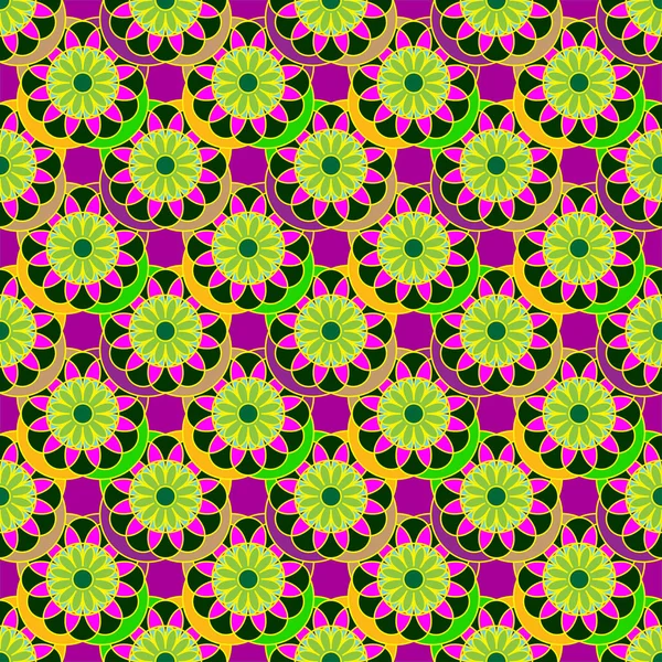 Geometric Fractal Mandala Seamless Pattern Background Design Work — Stock Vector