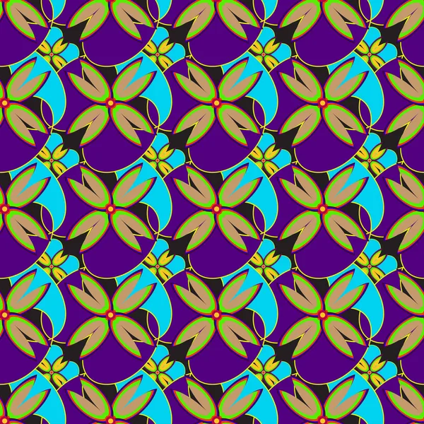 Çiçekler, vektör çizim ile çok renkli geometrik seamless modeli 