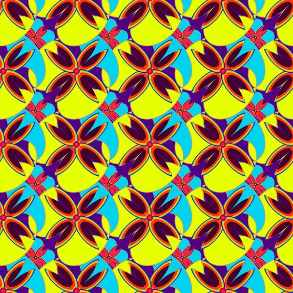 Çiçekler, vektör çizim ile çok renkli geometrik seamless modeli 