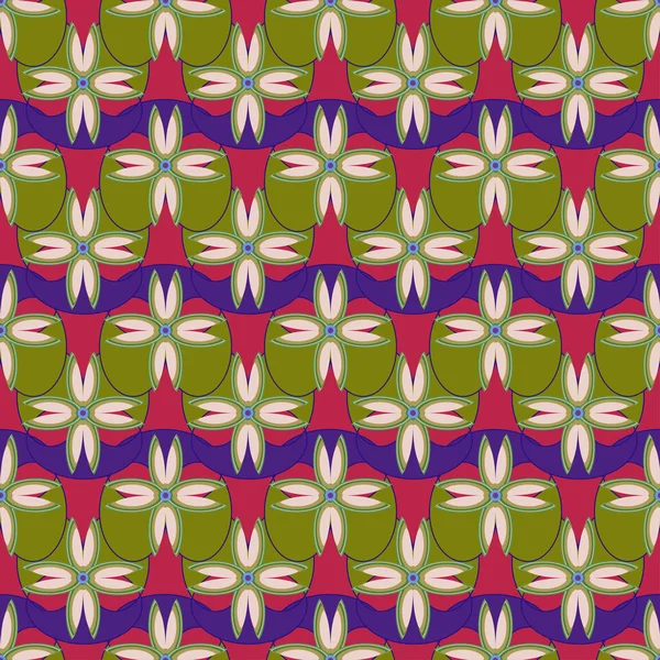 Çiçekler, vektör çizim ile çok renkli geometrik seamless modeli 