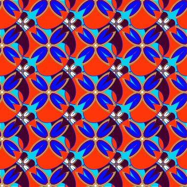 Çiçekler, vektör çizim ile çok renkli geometrik seamless modeli 