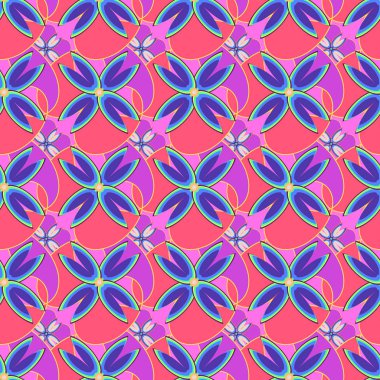 Çiçekler, vektör çizim ile çok renkli geometrik seamless modeli 