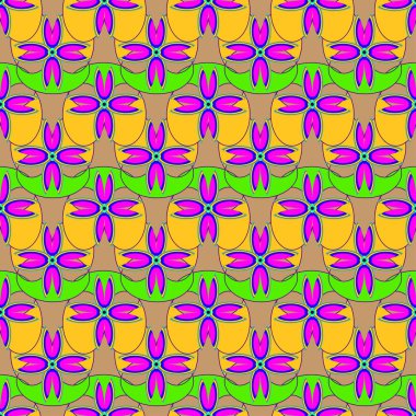 Çiçekler, vektör çizim ile çok renkli geometrik seamless modeli 