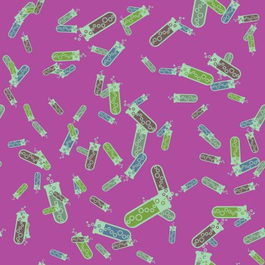 Kimya test tüpleri parlak arka plan üzerinde. Seamless modeli.