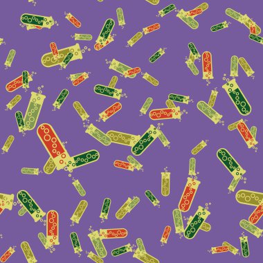 Kimya test tüpleri parlak arka plan üzerinde. Seamless modeli.