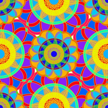 Geometrik fractal mandala Dikişsiz desen arka plan veya tasarım çalışması.