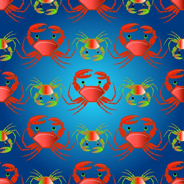 Model Colorat Fără Sudură Crabi Ilustrație Multicoloră — Vector de stoc
