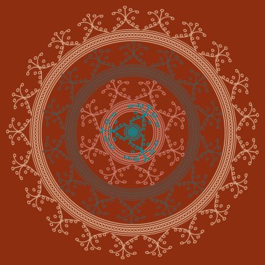 Basit renkli soyut mandala. Parlak dairesel süsleme basit şekiller oluşur. 