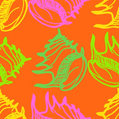 Yaz güzel çok renkli deniz kabukları sorunsuz arka plan soyut.