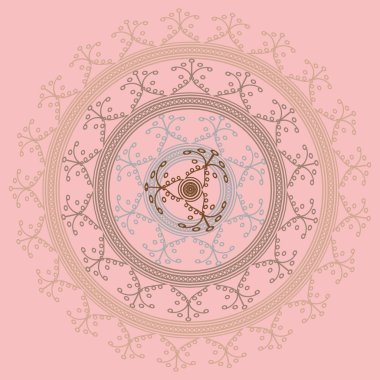 Basit renkli soyut mandala. Parlak dairesel süsleme basit şekiller oluşur. 