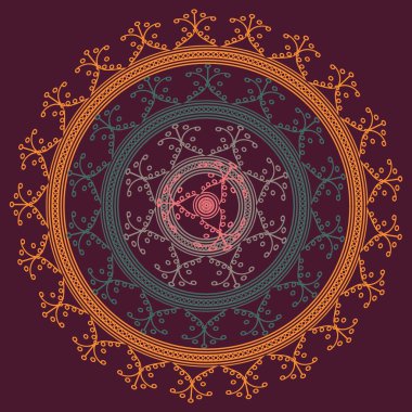 Basit renkli soyut mandala. Parlak dairesel süsleme basit şekiller oluşur. 