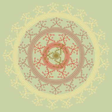 Basit renkli soyut mandala. Parlak dairesel süsleme basit şekiller oluşur. 