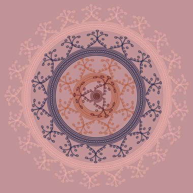 Basit renkli soyut mandala. Parlak dairesel süsleme basit şekiller oluşur. 